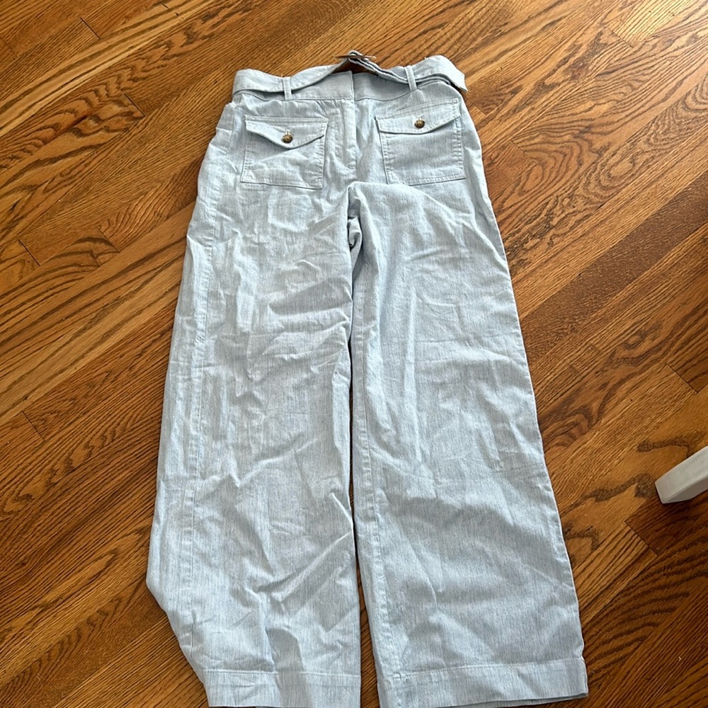 Ann Taylor Loft blue and white pinstriped wide legged pants